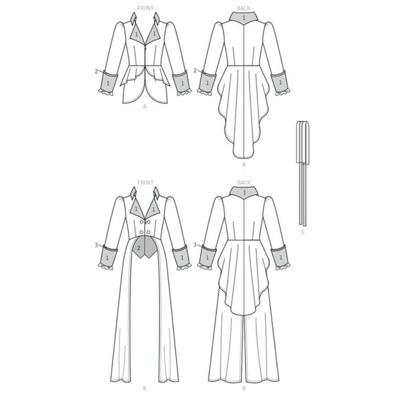 McCalls M7641 Womens 6 to 14 Gothic Steampunk Peplum Jacket Uncut Sewing Pattern - Picture 6 of 8